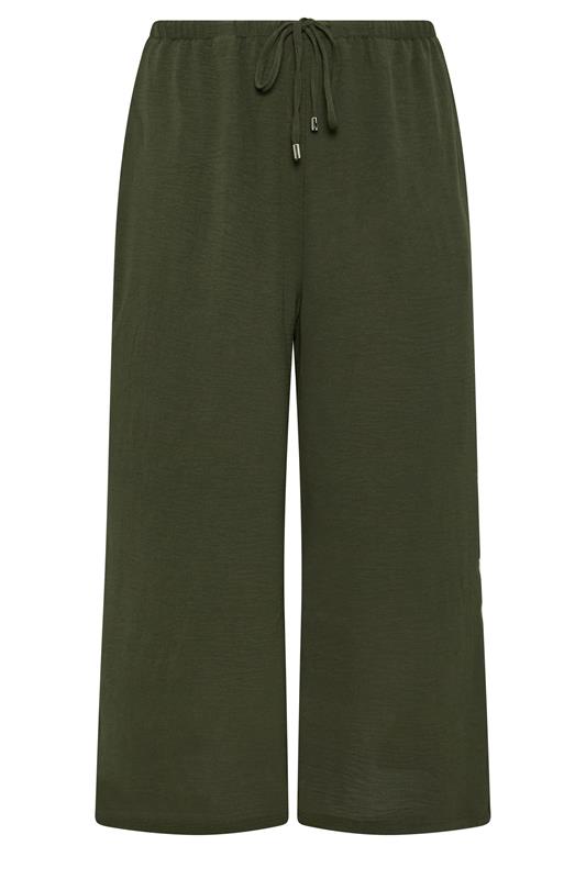EVANS Plus Size Khaki Green Wide Leg Tie Trouser | Evans 1
