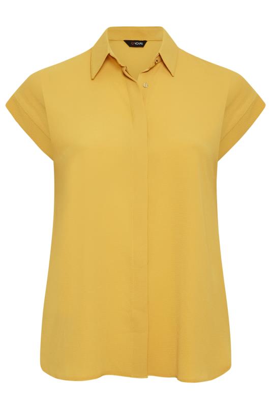 YOURS Curve Plus Size Yellow Collared Shirt | Yours Clothing