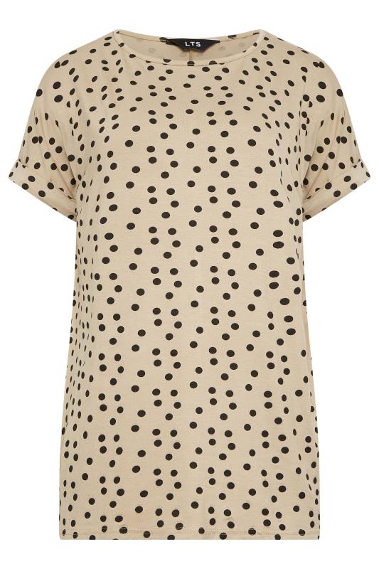 LTS Tall Beige Brown Polka Dot Print T-Shirt | Long Tall Sally  5