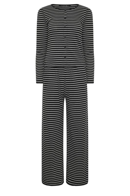PixieGirl Petite Women's Set Black Stripe Cotton Button Top & Wide Leg Trousers | PixieGirl 5