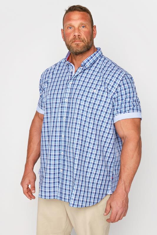 D555 Big & Tall Blue Check Short Sleeve Shirt 1