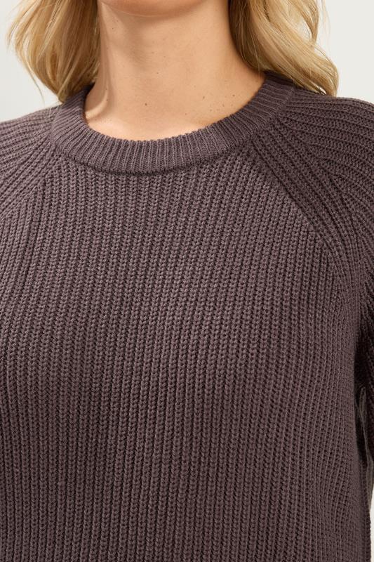 YOURS Plus Size Chocolate Brown Crew Neck Knitted Jumper | Yours Clothing 5