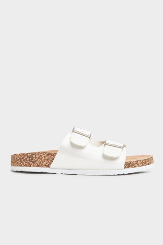 White Buckle Strap Footbed Sandals In Extra Wide EEE Fit 8