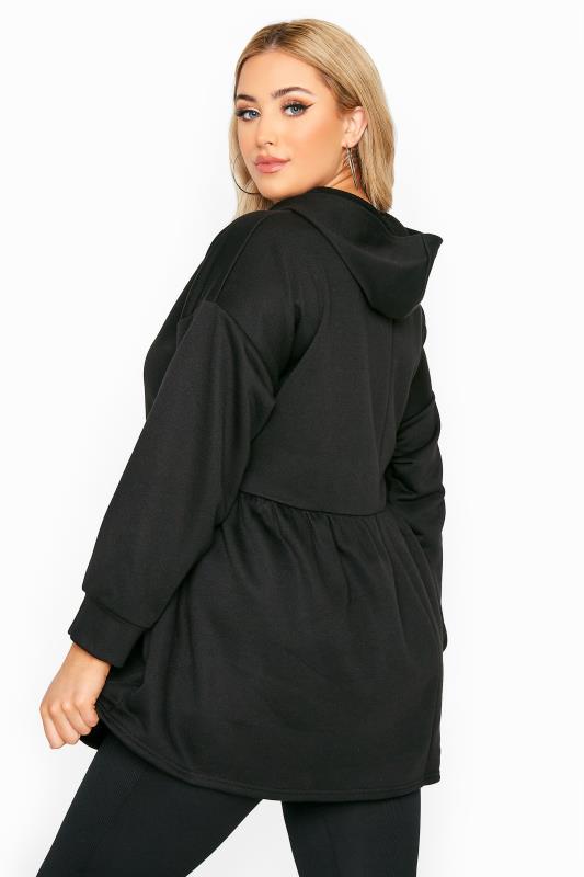 Plus Size  Black Peplum Hoodie
