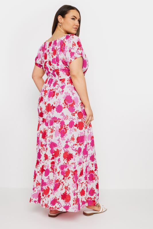 YOURS Plus Size Pink Floral Print Tie Front Maxi Dress | Yours Clothing 3