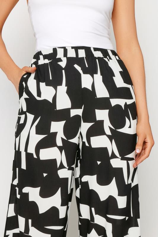 LTS Tall Women's White & Black Abstract Print Wide Leg Trousers | Long Tall Sally 5
