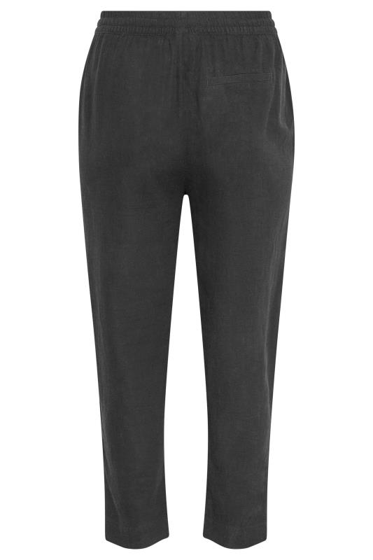 Plus Size Black Linen Blend Joggers | Yours Clothing  6