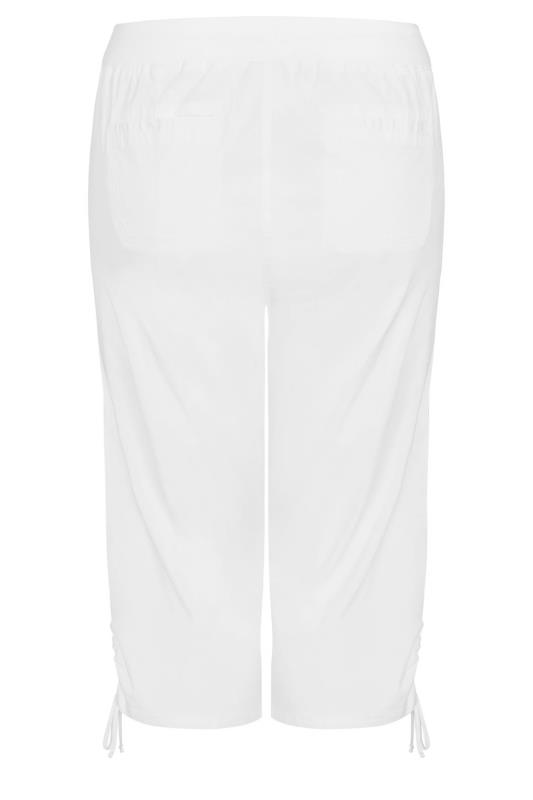 Evans White Cool Cotton Cropped Trousers 6