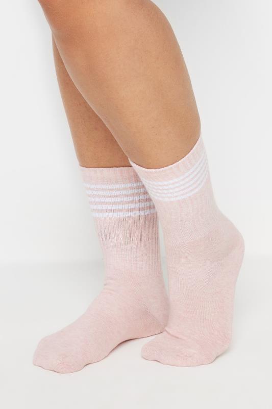 YOURS Plus Size 4 PACK Pink & White Stripe Ankle Socks | Yours Clothing  2