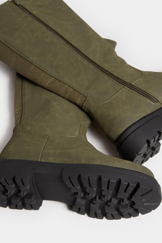 LIMITED COLLECTION Khaki Green Chunky Calf Boots In Extra Wide EEE Fit | Yours Clothing 5