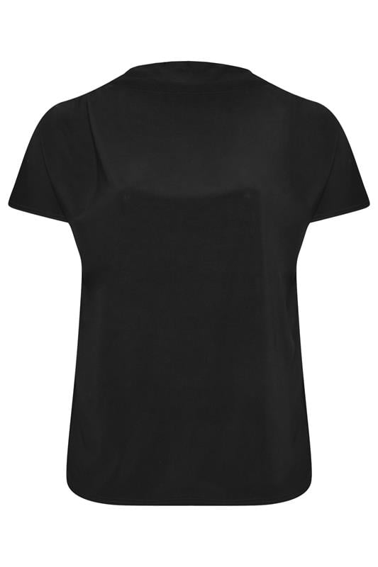 YOURS LONDON Plus Size Black Pleated Shoulder Top | Yours Clothing 5