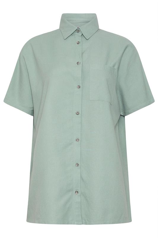 LTS Tall Women's Pale Blue Short Sleeve Linen Shirt | Long Tall Sally 6