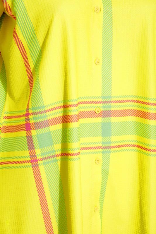 Curve Bright Yellow Check Button Through Shirt 5
