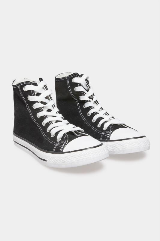 Black Canvas High Top Trainers In Wide E Fit 2