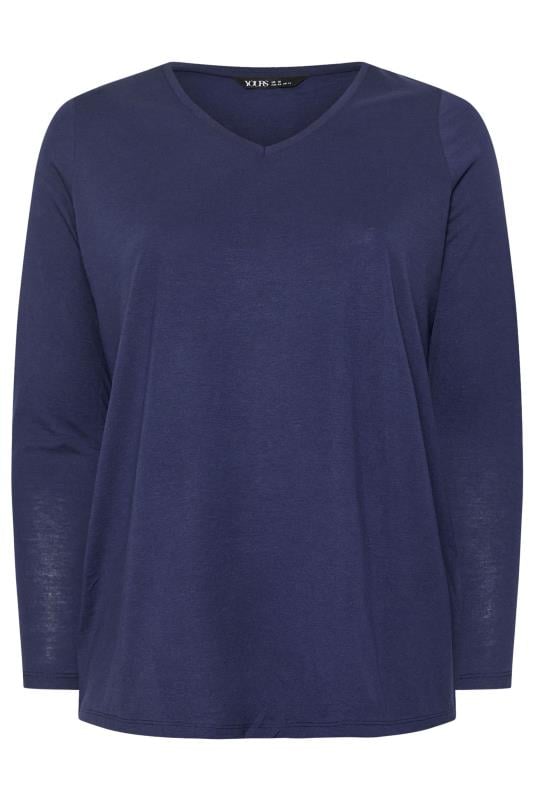 YOURS Plus Size Navy Blue Long Sleeve Essential T-Shirt | Yours Clothing 5