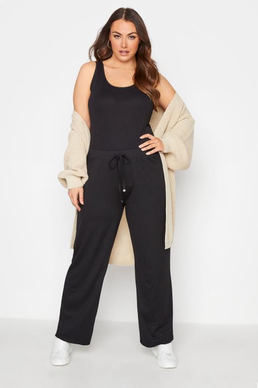 Curve Black Straight Leg Knitted Trousers 2