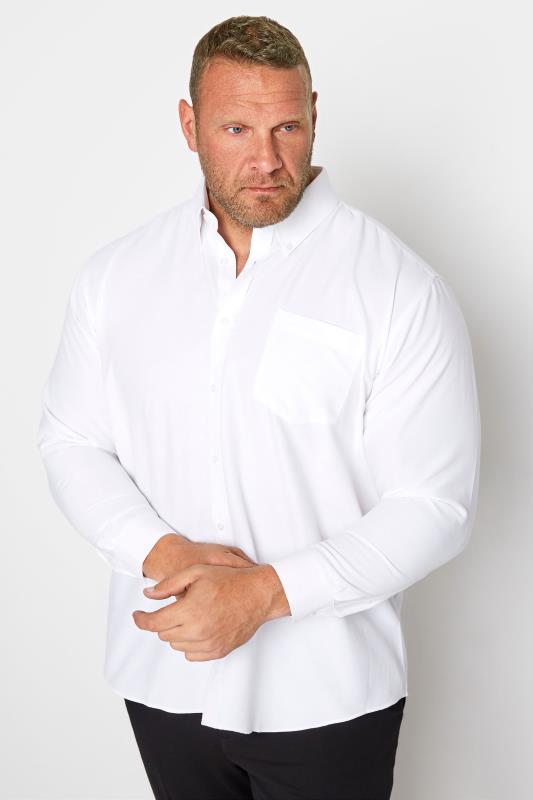 Men's Smart Shirts KAM White Oxford Long Sleeve Shirt