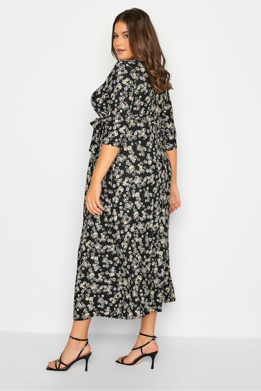 Plus Size Black Ditsy Print V-Neck Maxi Dress | Yours Clothing 3