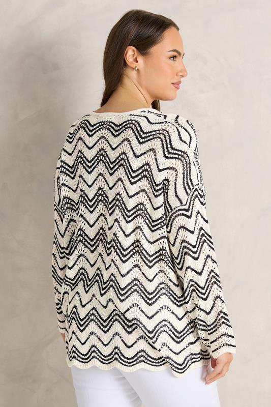 EVANS Plus Size Black Wave Stitch V-Neck Jumper | Evans 2