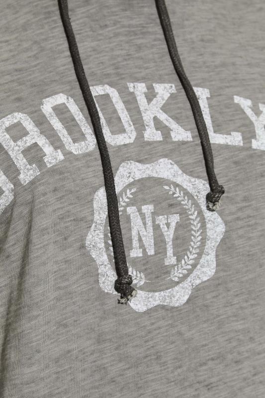 Plus Size Grey 'Brooklyn' Logo Hoodie Top | Yours Clothing 5