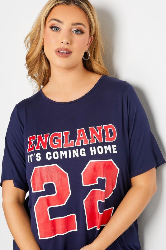 LIMITED COLLECTION Plus Size World Cup Navy Blue 'It's Coming Home' Football T-Shirt 4