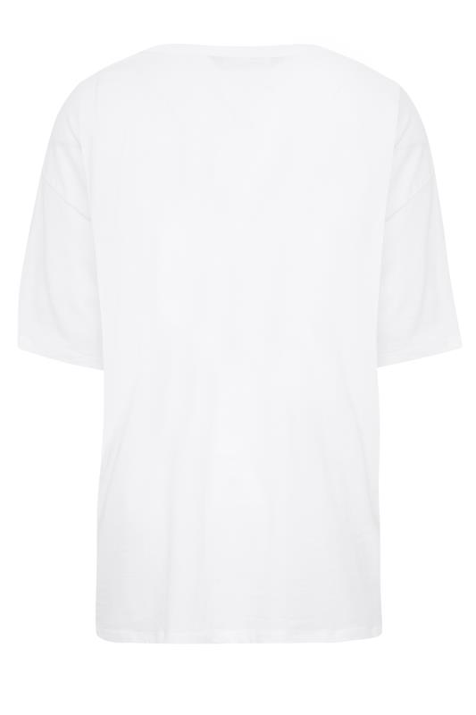 YOURS Curve Plus Size White 'Saint Tropez' Slogan Oversized Boxy T-Shirt | Yours Clothing  7