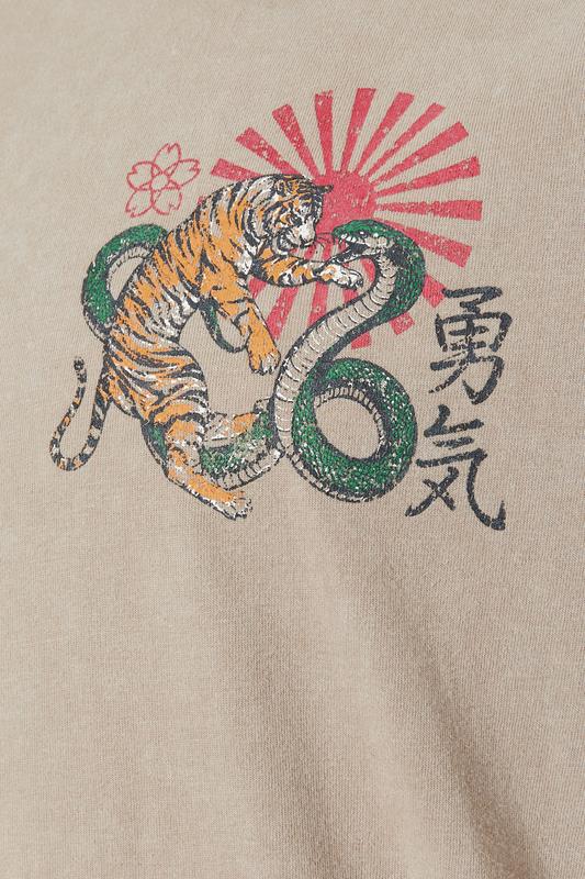 BadRhino Big & Tall Stone Brown Extra Long Acid Wash Tiger Graphic T-Shirt | BadRhino 8