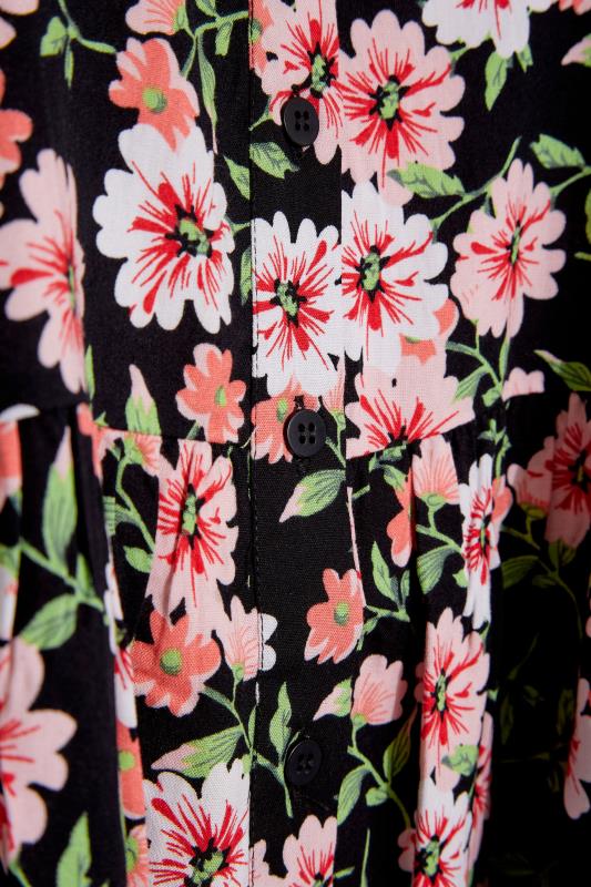 Plus Size Black Floral Drop Pocket Peplum Top | Yours Clothing 5