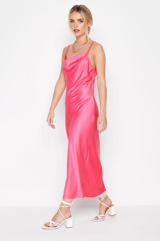 Petite Hot Pink Satin Slip Dress 6