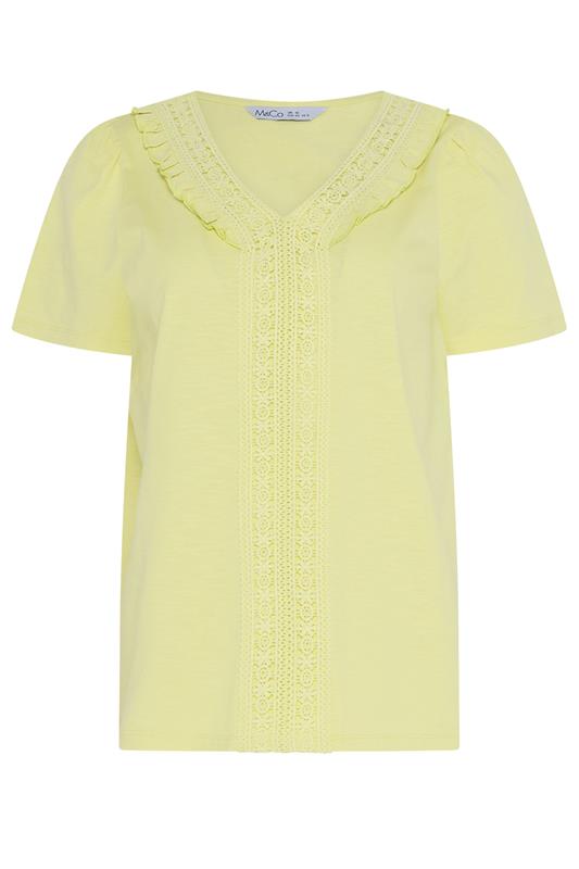 M&Co Lemon Yellow Short Sleeve Frill Cotton Blouse | M&Co 5