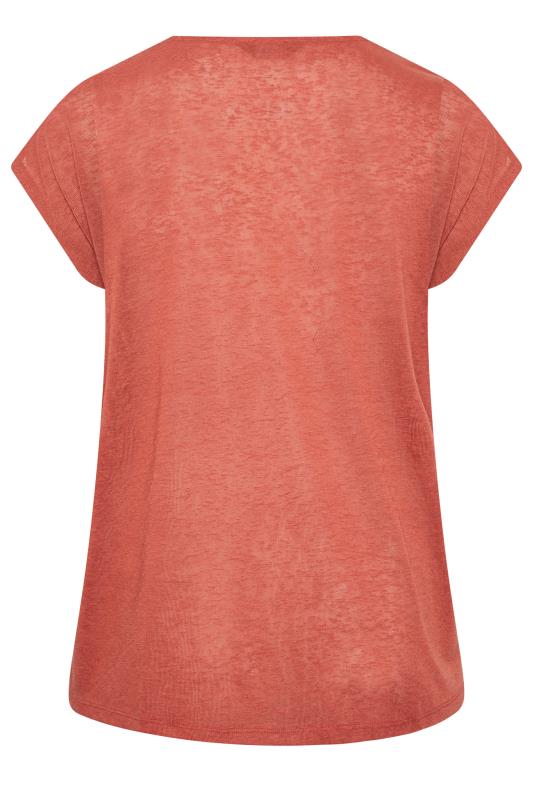 YOURS Curve 2 PACK Plus Size Khaki Green & Rust Orange Linen Look T-Shirt | Yours Clothing  10