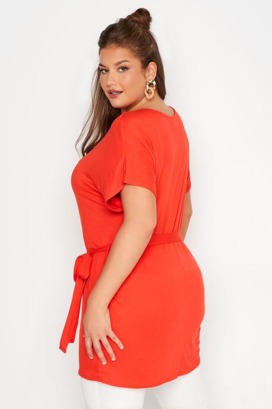 LIMITED COLLECTION Plus Size Orange Waist Tie T-Shirt | Yours Clothing 3