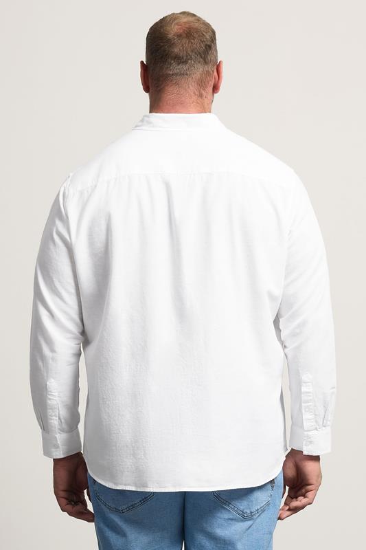 BadRhino Big & Tall White Long Sleeve Linen Blend Shirt | BadRhino 2