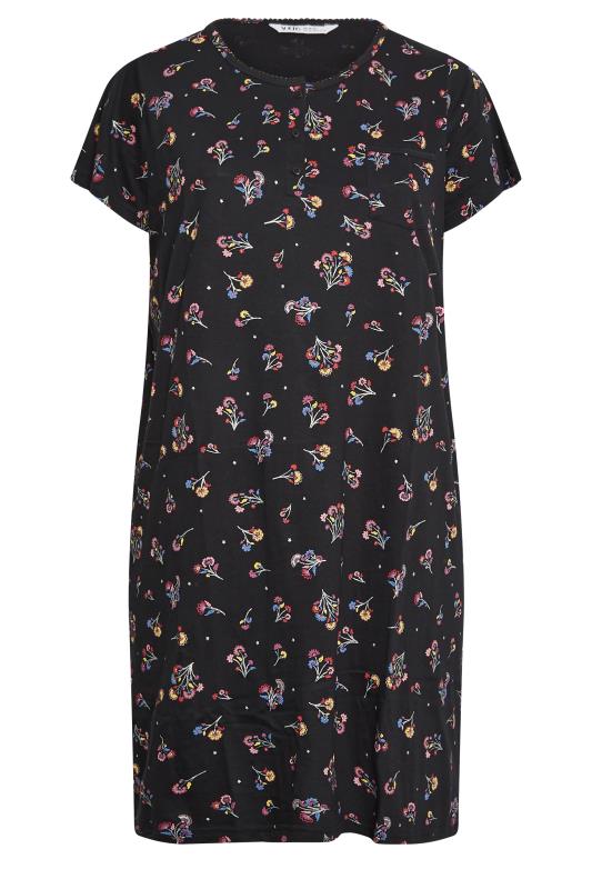 YOURS Curve Black Floral Print Nightdress | Yours Clothing 6