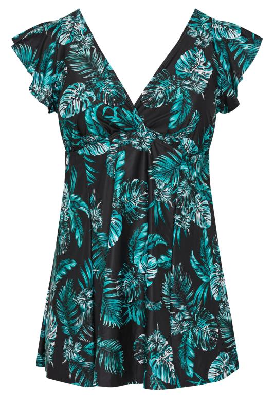 YOURS Plus Size Green Leaf Print Tummy Control Swim Dress | Yours Clothing 7