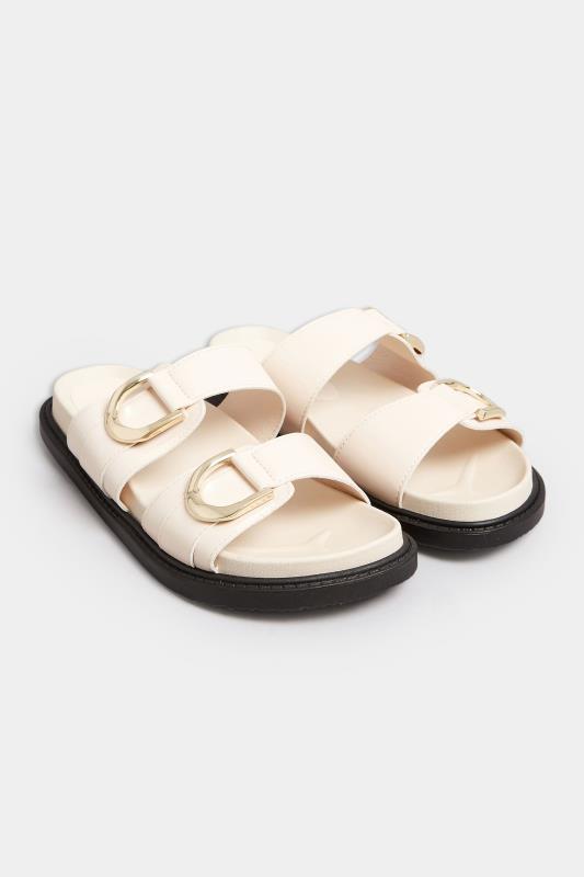 PixieGirl Cream Buckle Strap Sandals In Standard D Fit | PixieGirl  2