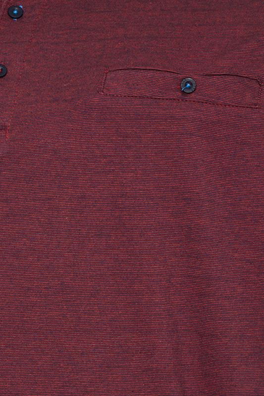 D555 Big & Tall Burgundy Red Stripe Pocket Polo Shirt | BadRhino 4
