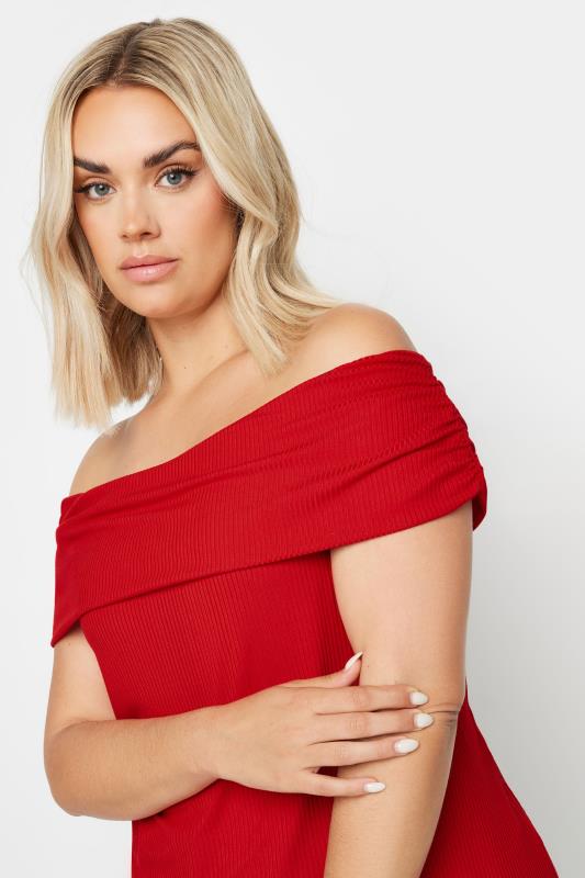 LIMITED COLLECTION Plus Size Red Bardot Top | Yours Clothing 4