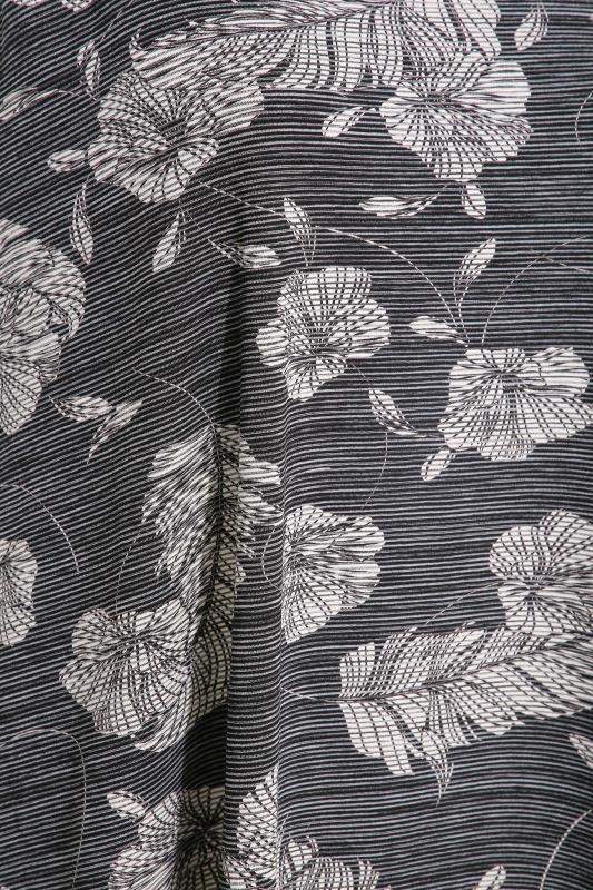 Curve Black Floral Stripe Print Contrast Blue Strap Vest Top 5