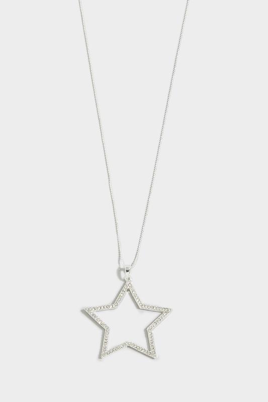 Plus Size Silver Tone Diamante Star Long Necklace | Yours Clothing 4