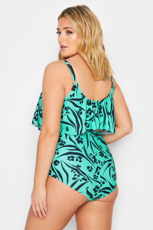 YOURS Curve Plus Size Turquoise Green Animal Print Bikini Top | Yours Clothing 5