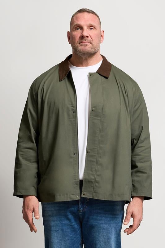 JACK & JONES Big & Tall Olive Green Worker Jacket | BadRhino 1