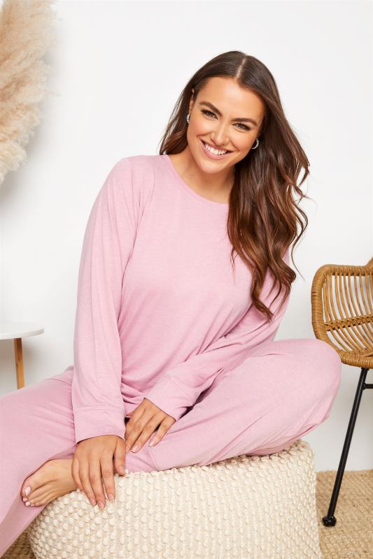 Plus Size Pink Glitter Soft Touch Lounge Set | Yours Clothing 2