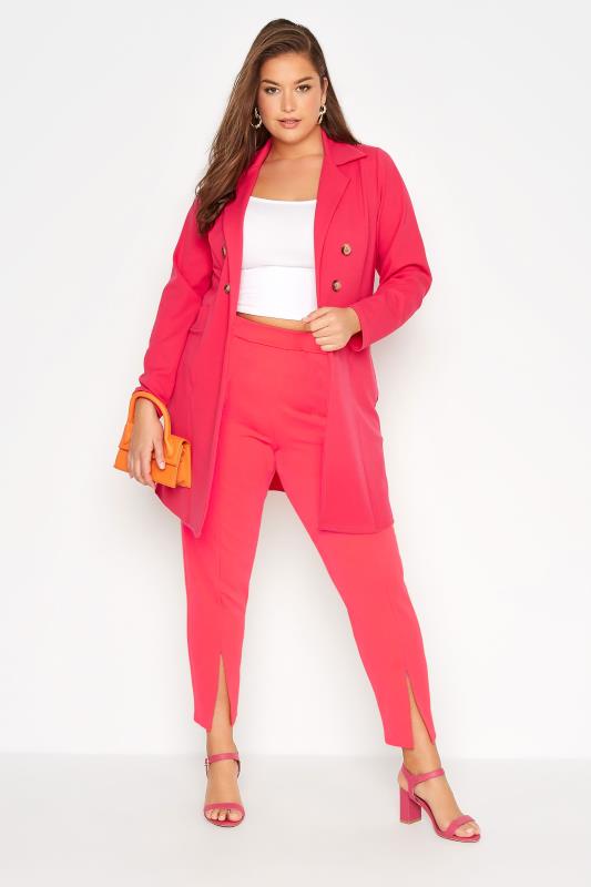LIMITED COLLECTION Curve Hot Pink Button Blazer_B.jpg