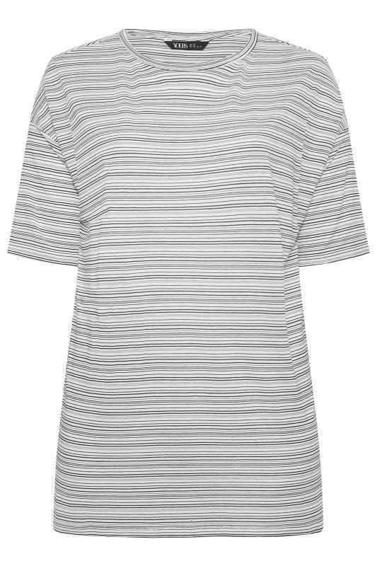 YOURS Curve White Stripe Oversized Top | Yours Clothing 5