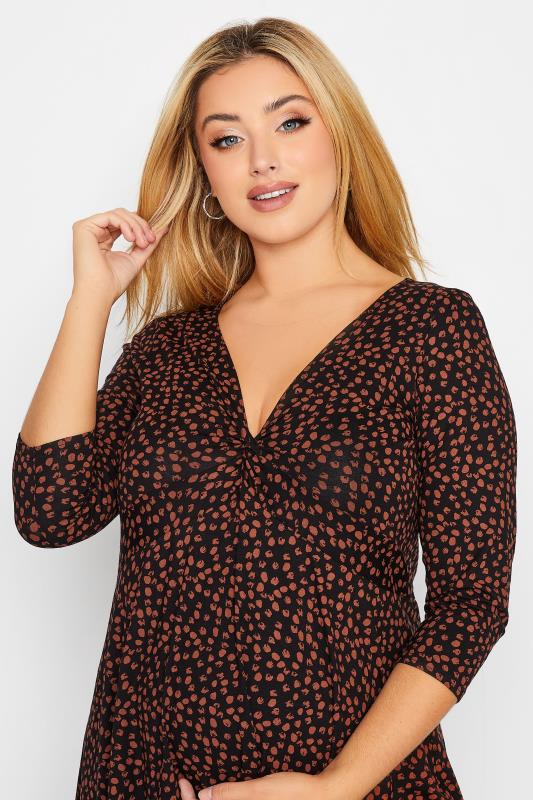 BUMP IT UP MATERNITY Plus Size Black Spot Print Knot Top | Yours Clothing 4
