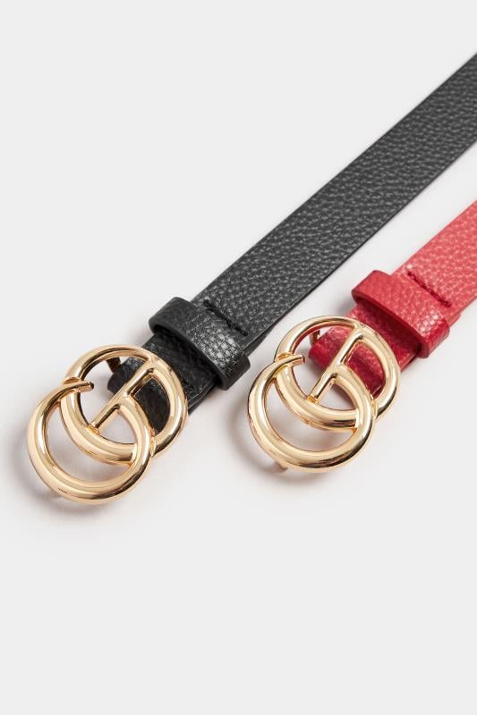 LTS 2 Pack Black & Red Gold Tone Buckle Belts | Long Tall Sally 7