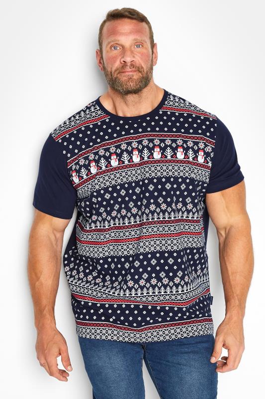  dla puszystych BadRhino Big & Tall Navy Blue Christmas Fairlise T-Shirt