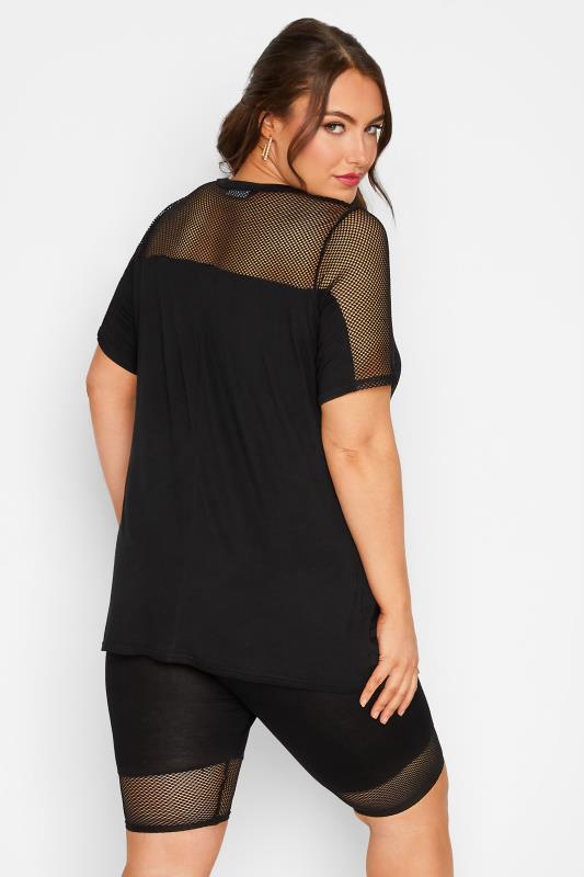 LIMITED COLLECTION Plus Size Black Fishnet Detail T-Shirt | Yours Clothing 3