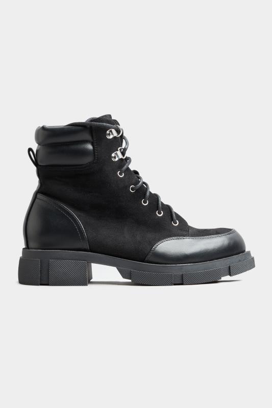 LIMITED COLLECTION Black Faux Suede & Leather Lace Up Boots In Wide Fit_E.jpg